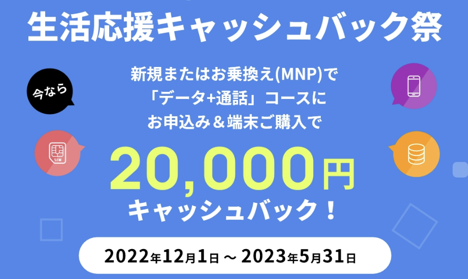 20000円キャッシュバック